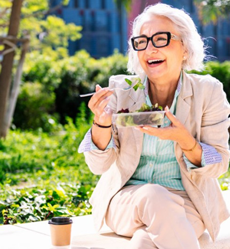 Lady enjoys salad